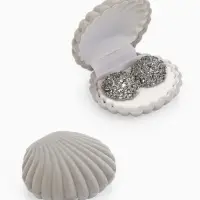 Футляр под кольцо, серьги &laquo;Ракушка&raquo;, бархатный, 6&times;5.5 см, серый