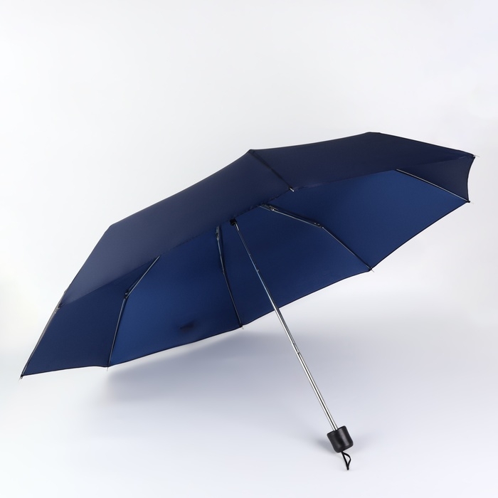 Зонт механический «Однотон», 3 сложения, 8 спиц, R = 48/55 см, D = 110 см, цвет тёмно-синий Зонт механический «Однотон», 3 сложения, 8 спиц, R = 48/55 см, D = 110 см, цвет тёмно-синий