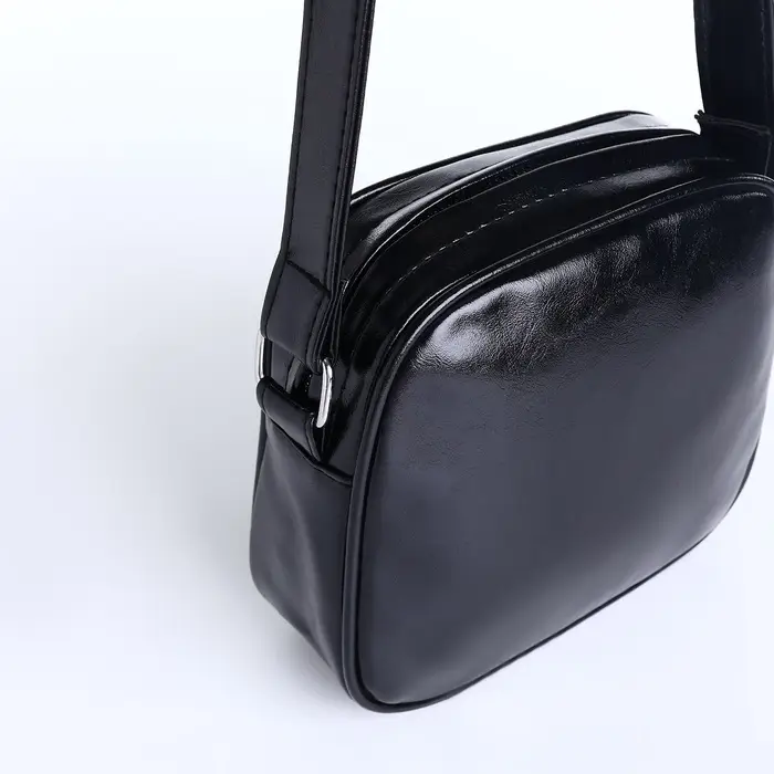 Сумка женская кросс-боди на молнии, 19&times;7&times;18 см, чёрная