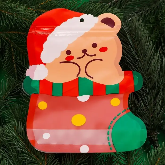 Пакет подарочный новогодний, фигурный «Мишка с колпаком», с zip - lock застежкой, 21×15.5 см Пакет подарочный новогодний, фигурный «Мишка с колпаком», с zip - lock застежкой, 21×15.5 см