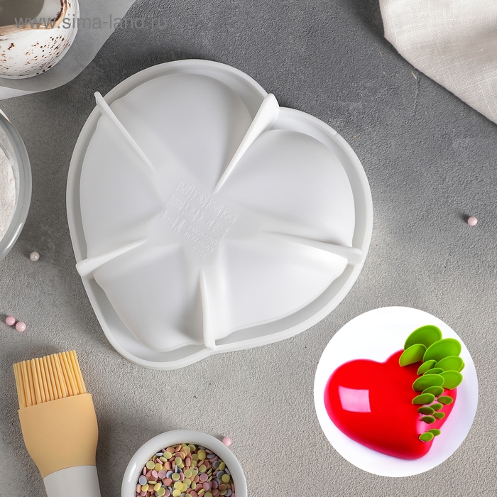 Форма для муссовых десертов и выпечки Доляна «Сердце малое», силикон, 17,5×4,7 см, цвет белый Форма для муссовых десертов и выпечки Доляна «Сердце малое», силикон, 17,5×4,7 см, цвет белый