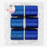 Нитки металлизированные, 91&plusmn;1 м, набор 6 шт., синие