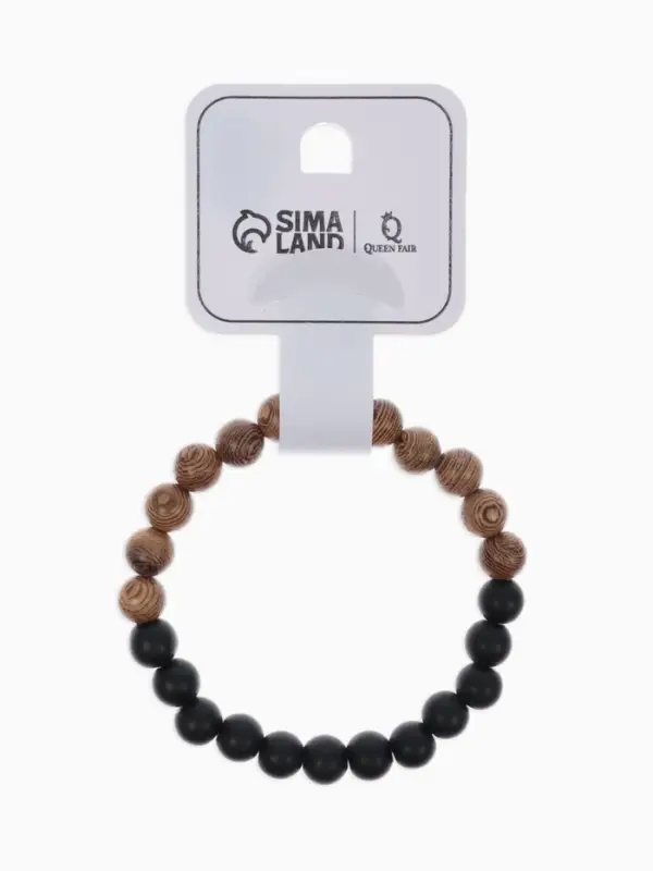 Браслет из бусин &laquo;Аметист&raquo;, d=6 см, шар №8, чёрный, коричневый