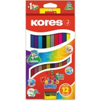 Карандаши цветные двойные 24 цв.,12 шт Kores DUO Jumbo, трехгр,5 мм,93252