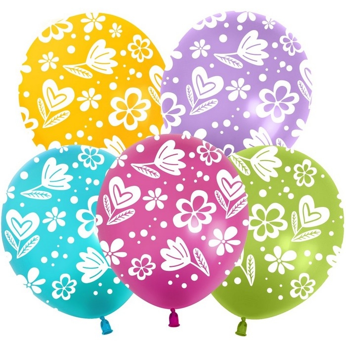 Шар латексный 12 Шар латексный 12" «Цветочки», ассорти, пастель, 5 ст., набор 25 шт., МИКС