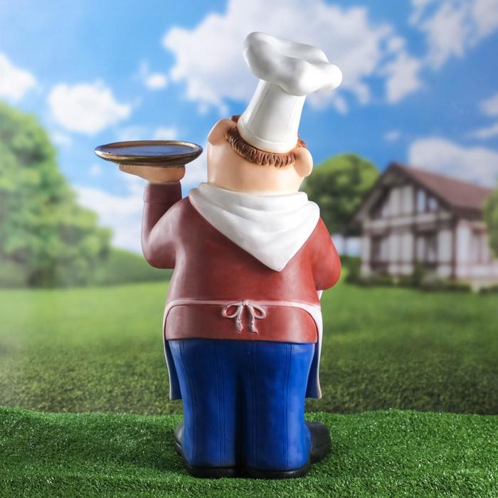 Садовая фигура  Садовая фигура "Шеф-повар с подносом" 15х36х62см