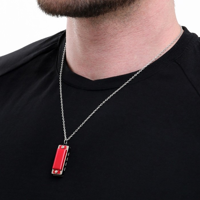 Губная гармошка Music Life 4 отверстия, 8 тонов, 3,5х1,5х1см, цепь 28см, красная Губная гармошка Music Life 4 отверстия, 8 тонов, 3,5х1,5х1см, цепь 28см, красная