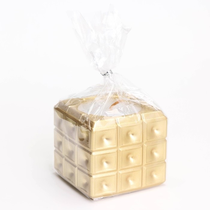 Свеча  Свеча "Квадрат в точку" в подсвечнике из гипса, 7,5х6,5см, золото