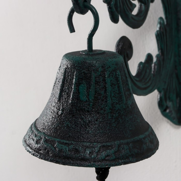 Колокол сувенирный чугун  Колокол сувенирный чугун "Пушистые листья" патина 24х11,5х28,5 см