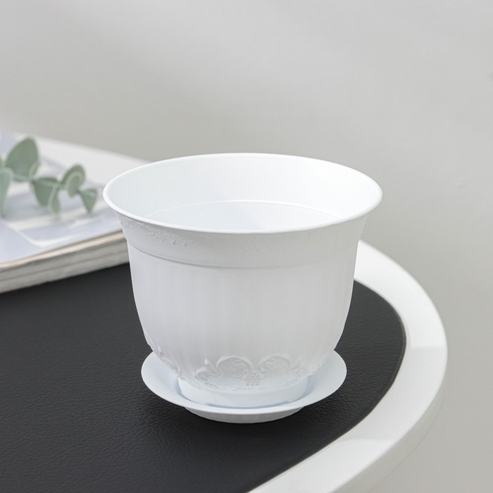 Горшок с поддоном «Ангара», 300 мл, цвет белый Горшок с поддоном «Ангара», 300 мл, цвет белый