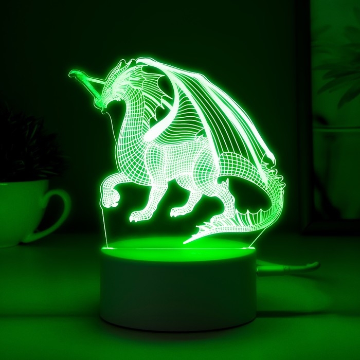 Светильник сенсорный "Дракон" LED 7 USB/от батареек белый 13х9,5х15,5см RISALUX