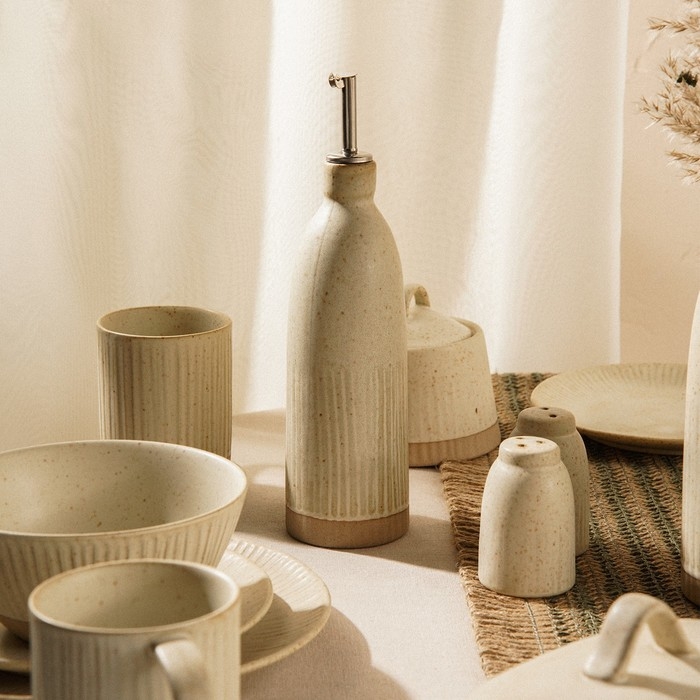 Бутылка керамическая для масла и соуса SL Home &laquo;Виенто&raquo;, 500 мл, 7&times;26 см, цвет бежевый