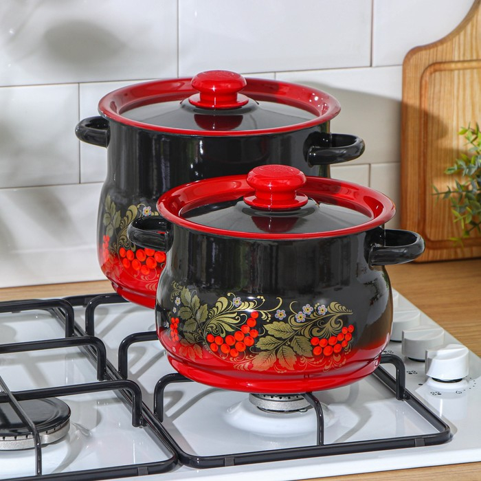 Набор кастрюль «Рябинка», 2 предмета: 4 л, 5,5 л, индукция Набор кастрюль «Рябинка», 2 предмета: 4 л, 5,5 л, индукция