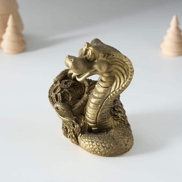 Копилка полистоун Копилка полистоун "Змейка с кадкой" бронза 7х6х10 см