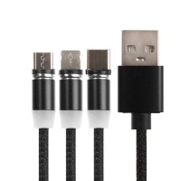 Кабель 3 в 1 MX-CB37, micro USB/Lightning/Type-C, 2.4 А, 1.0м, магнитный, черный