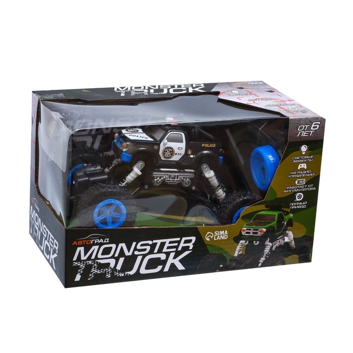 Джип радиоуправляемый «Полиция», работает от аккумулятора, цвет чёрный