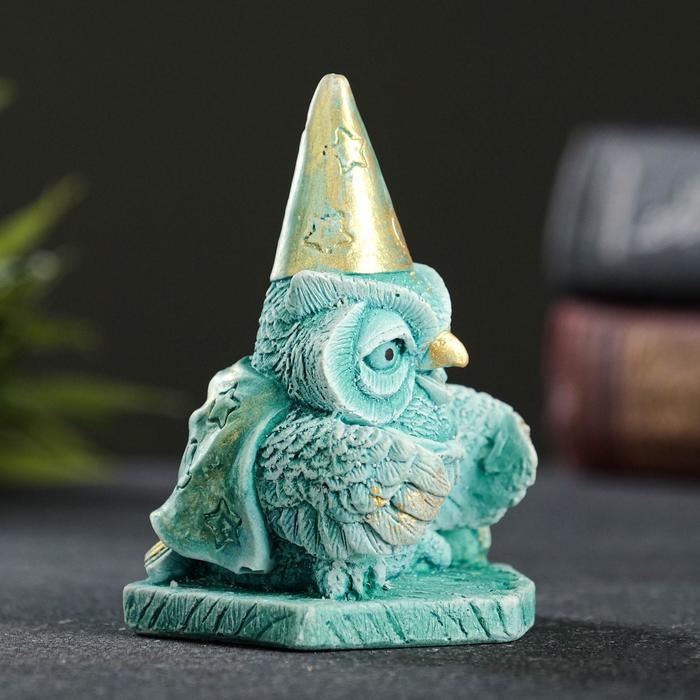 Фигура Фигура "Сова библиотекарь" изумрудная 9х7х6см