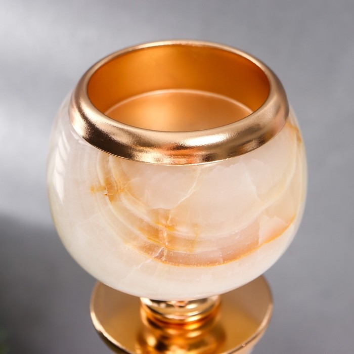 Подсвечник металл на 1 свечу "Рельефный геометрический узор" золото 28х11х11 см