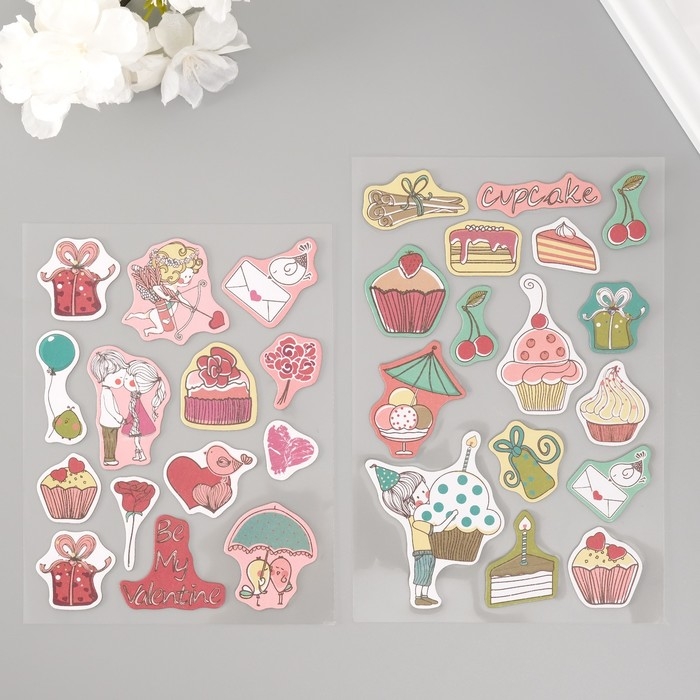 Наклейки для творчества Наклейки для творчества "Любовь" набор 2 листа 22х12,5 см