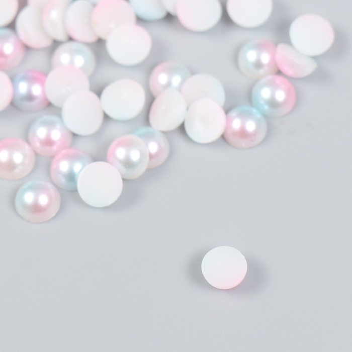 Декор "Полубусины и стразы. Градиент розово-голубой" d=6 мм 10г 200 шт 5х2,5 МИКС