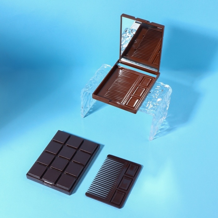 Зеркало складное «Шоколадное чудо», с расчёской, 8,5 × 6 см, цвет МИКС Зеркало складное «Шоколадное чудо», с расчёской, 8,5 × 6 см, цвет МИКС