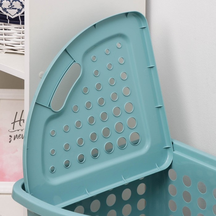 Корзина для белья угловая с крышкой «Молетта», 45 л, 40×51×53 см, цвет бирюзовый Корзина для белья угловая с крышкой «Молетта», 45 л, 40×51×53 см, цвет бирюзовый