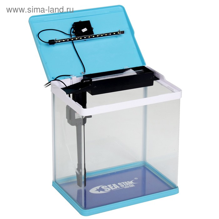 Аквариум SeaStar HX-390F в комплекте: LED-лампа 3х цветная, 7 режимов, фильтр, 30 л, голубой Аквариум SeaStar HX-390F в комплекте: LED-лампа 3х цветная, 7 режимов, фильтр, 30 л, голубой