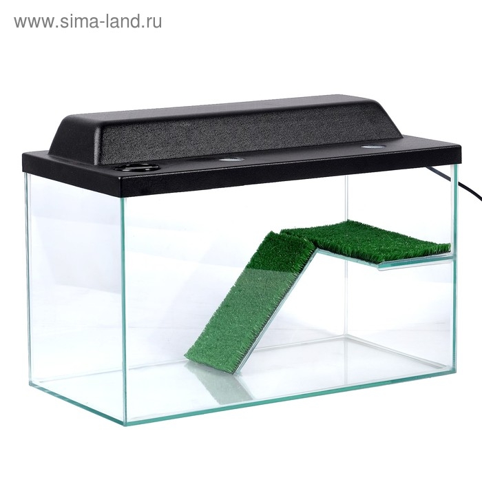 Террариум для черепах 37 литров, с крышкой, полкой и лесенкой, 50 х 25 х 30 см Террариум для черепах 37 литров, с крышкой, полкой и лесенкой, 50 х 25 х 30 см
