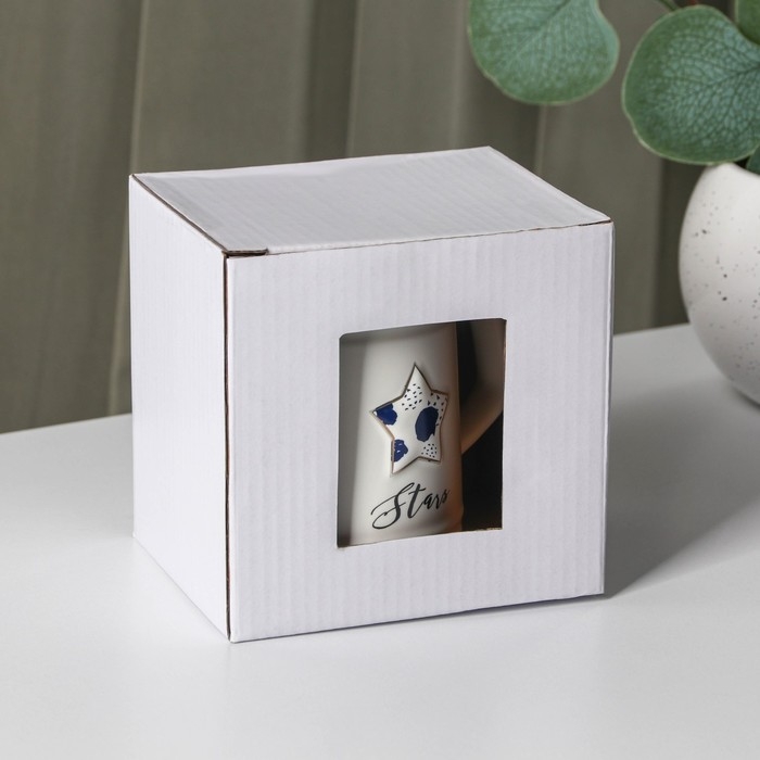 Кружка керамическая с крышкой и ложкой «Звезда», 350 мл, цвет белый Кружка керамическая с крышкой и ложкой «Звезда», 350 мл, цвет белый