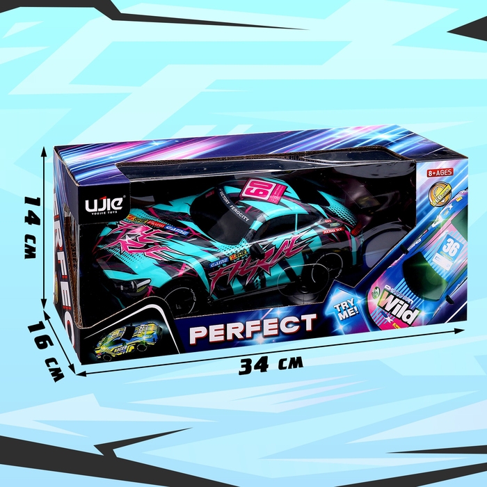 Машина радиоуправляемая Perfect, световые эффекты, работает от батареек, цвет бирюзовый Машина радиоуправляемая Perfect, световые эффекты, работает от батареек, цвет бирюзовый