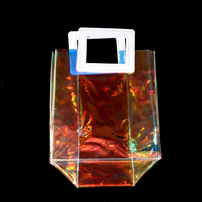 Пакет подарочный из ПВХ, иридисцентный, белый 20 x 18 x 10 см
