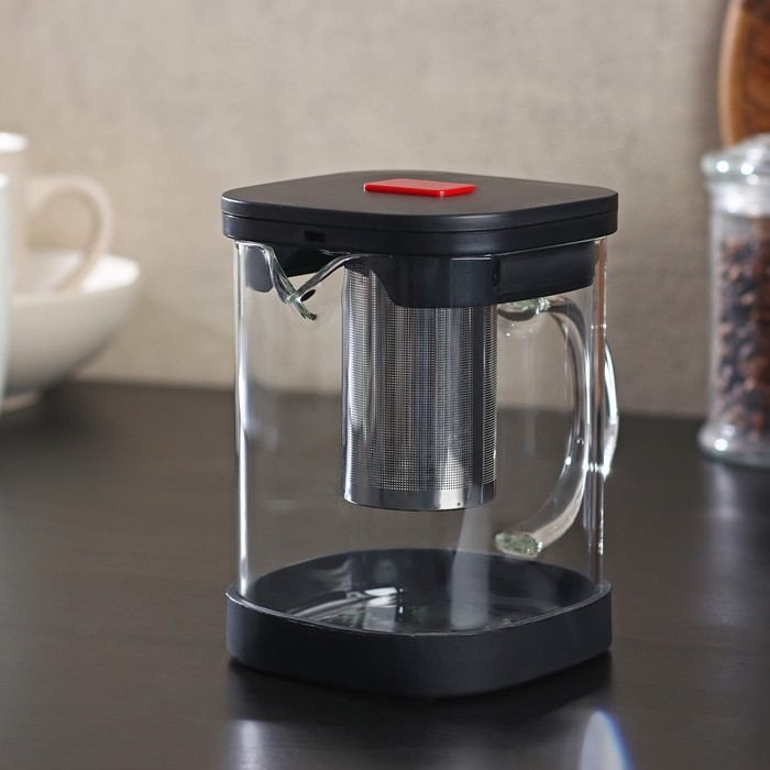 Чайник стеклянный заварочный «Хюгге», 600 мл, с металлическим ситом Чайник стеклянный заварочный «Хюгге», 600 мл, с металлическим ситом