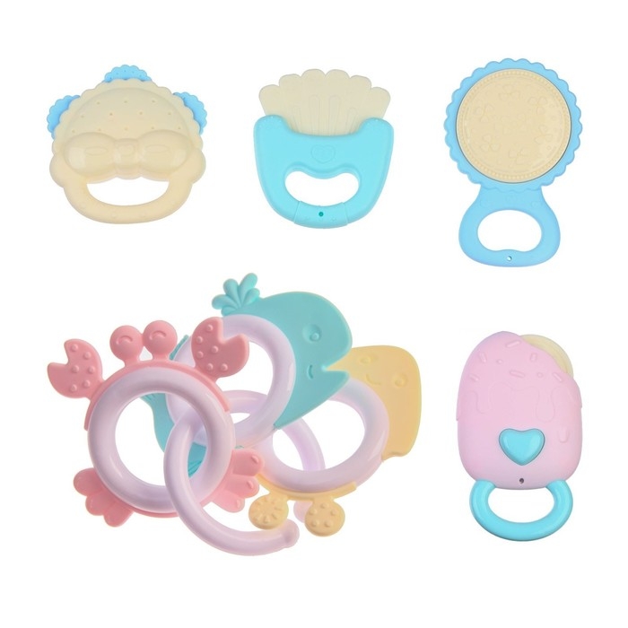 Набор погремушек и прорезывателей «Нежность», 5 шт., Крошка Я Набор погремушек и прорезывателей «Нежность», 5 шт., Крошка Я