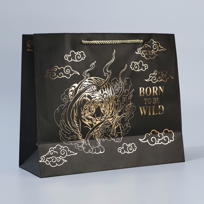 Пакет подарочный крафтовый с пластиковым окном, упаковка, «Burn to be wild», 31 х 26 х 11 см