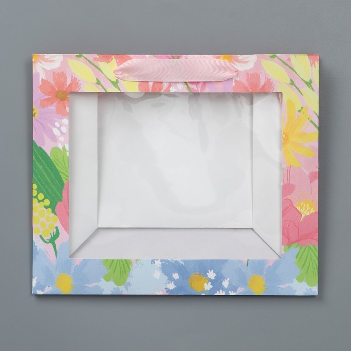 Пакет подарочный крафтовый с пластиковым окном, упаковка, «Ты прекрасна», 24 х 20 х 11 см