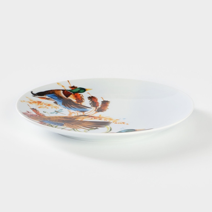 Тарелка фарфоровая «Сезон охоты», d=24 см, рисунок микс, цвет белый