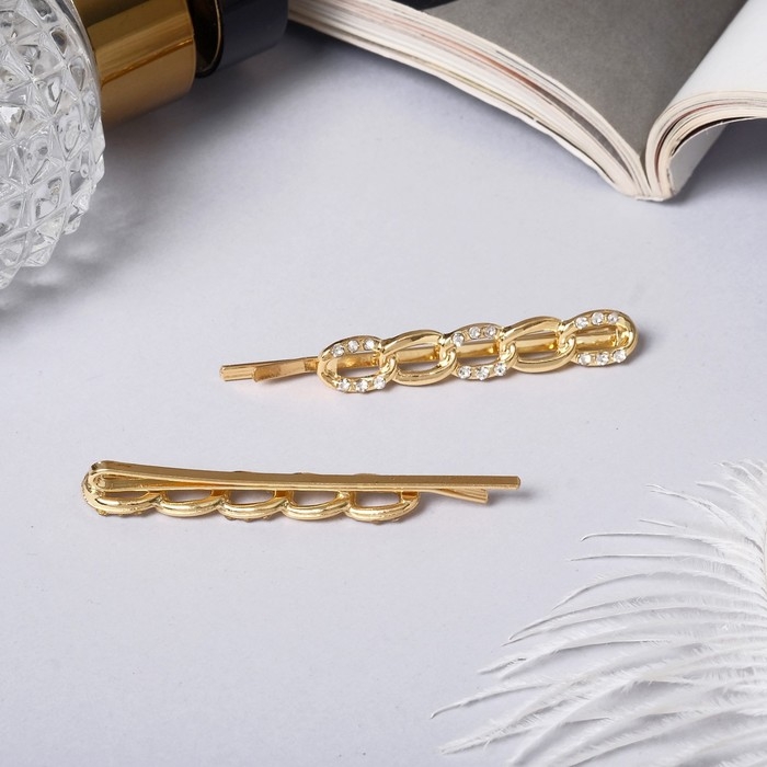 Невидимка для волос  Невидимка для волос "Либерти" (набор 2 шт) сияние петельки, 4,5 см, золото