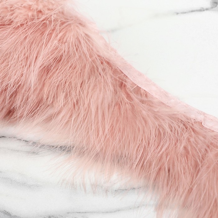 Тесьма с перьями марабу, 8-10 см, 5 ± 0,5 м, цвет пудровый Тесьма с перьями марабу, 8-10 см, 5 ± 0,5 м, цвет пудровый