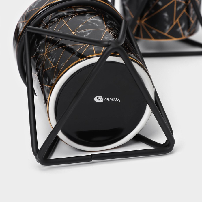 Набор для ванной комнаты SAVANNA «Геометрика», 3 предмета (мыльница, дозатор для мыла 290 мл, стакан), цвет чёрный Набор для ванной комнаты SAVANNA «Геометрика», 3 предмета (мыльница, дозатор для мыла 290 мл, стакан), цвет чёрный