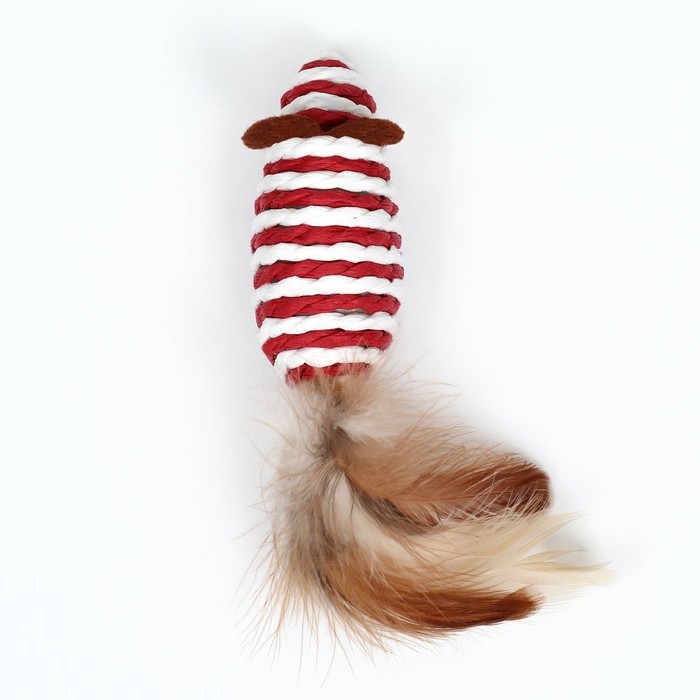 Игрушка для кошек  Игрушка для кошек "Мышь-погремушка", 7 см, бело-красная