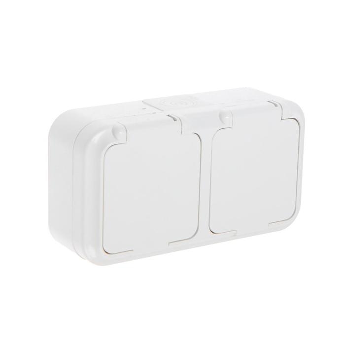 Розетка BYLECTRICA РА16-302 Пралеска, 16 А, 250 В, двухмест., наруж., без з/к, крышка, белая Розетка BYLECTRICA РА16-302 Пралеска, 16 А, 250 В, двухмест., наруж., без з/к, крышка, белая