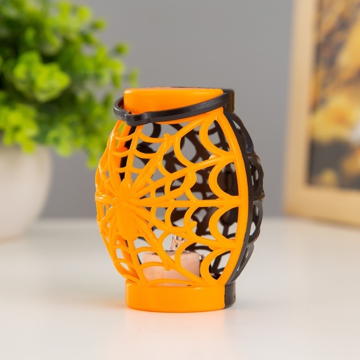 Ночник Ночник "Паутина" LED RGB 3хAG10 оранжевый черный 6х6х9 см RISALUX