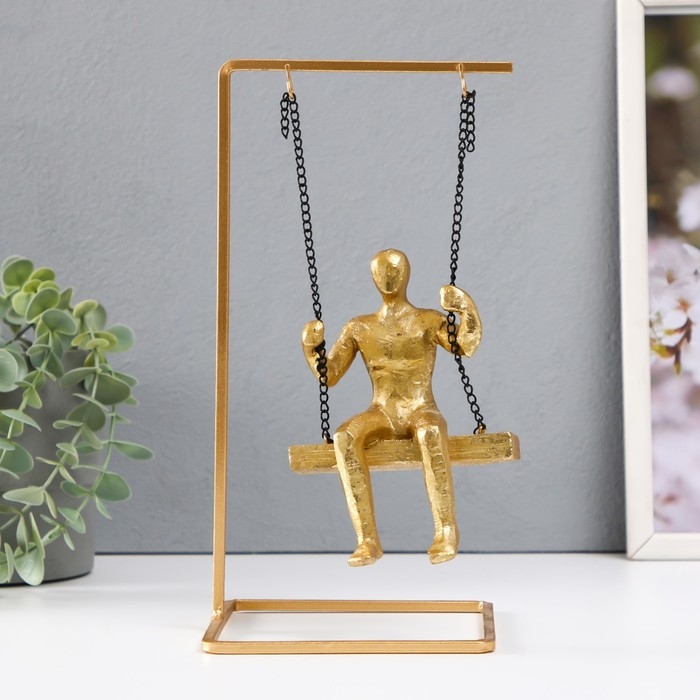 Сувенир полистоун  Сувенир полистоун "Мыслитель" золото 26х13х13 см