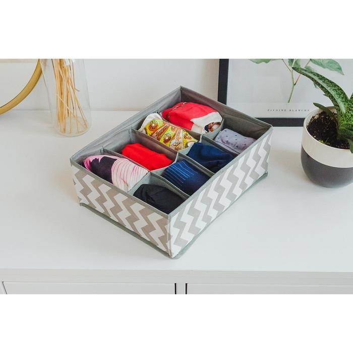 Органайзер для хранения белья «Зигзаг», 8 ячеек, 32×24×12 см, цвет серый Органайзер для хранения белья «Зигзаг», 8 ячеек, 32×24×12 см, цвет серый