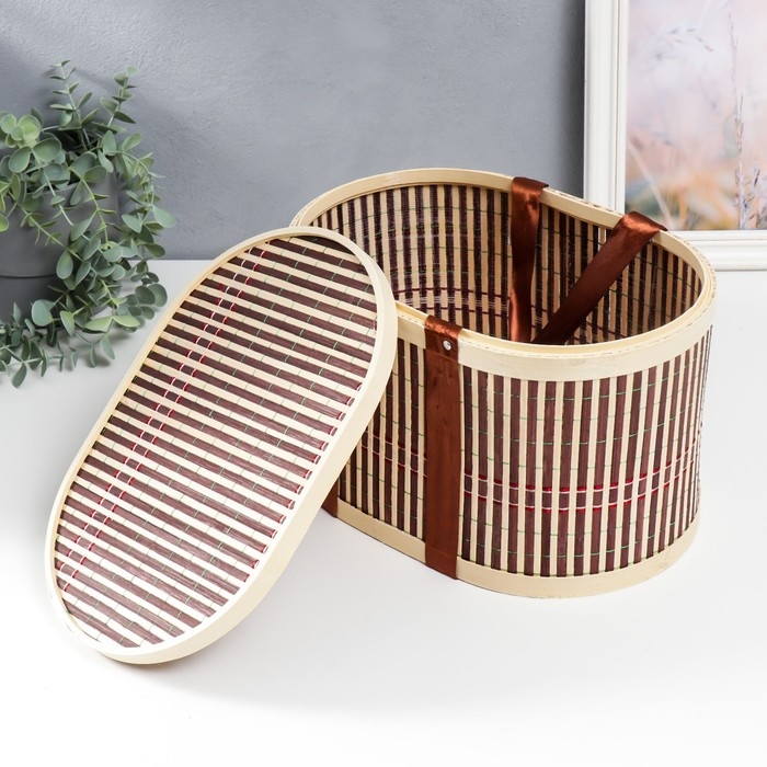 Шкатулка бамбук Шкатулка бамбук "Бант" овальная 19х20х30 см