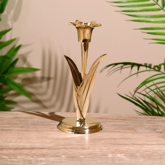 Подсвечник "Тюльпан" латунь 18 см