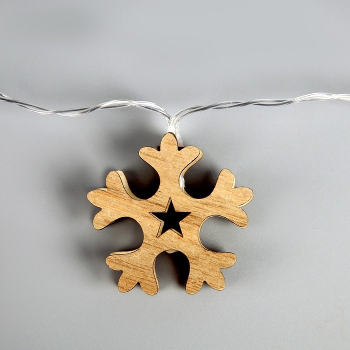 Гирлянда «Нить» 2.5 м с насадками «Снежинка», IP20, прозрачная нить, 10 LED, батарейки AAх2 (нет в комплекте), свечение тёплое белое Гирлянда «Нить» 2.5 м с насадками «Снежинка», IP20, прозрачная нить, 10 LED, батарейки AAх2 (нет в комплекте), свечение тёплое белое