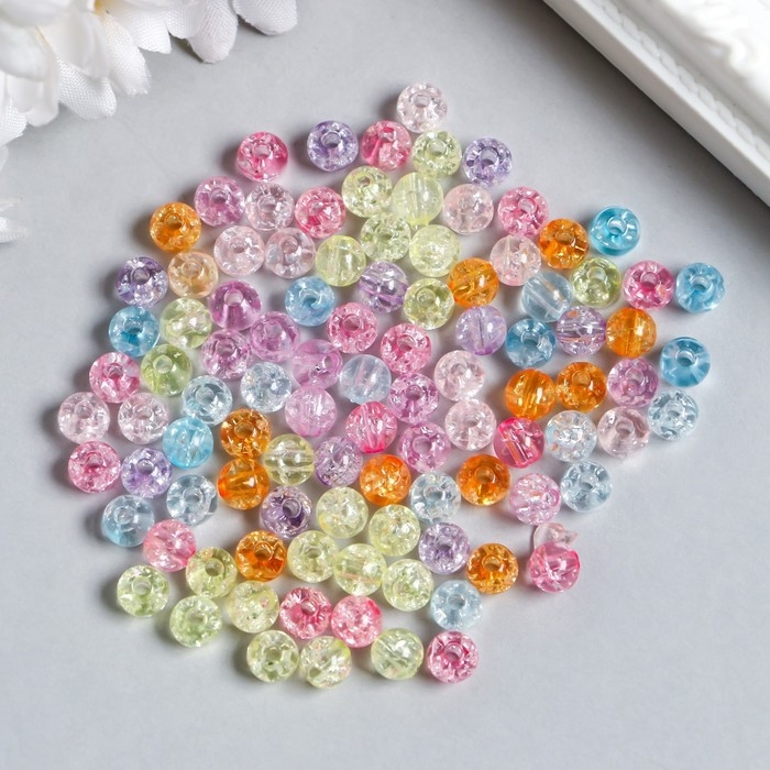 Бусины для творчества пластик Бусины для творчества пластик "Полупрозрачный шарик" набор 25 гр МИКС 0,6х0,6х0,6 см