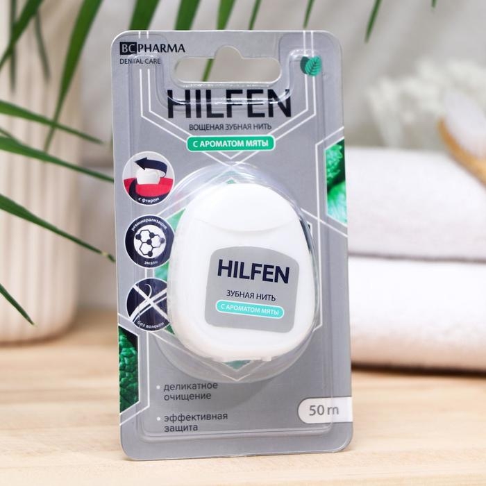 Зубная нить Хилфен с ароматом мяты, 50 м Зубная нить Хилфен с ароматом мяты, 50 м