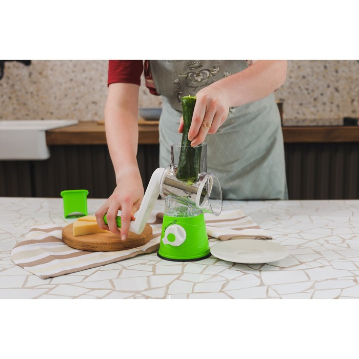 Овощерезка механическая Доляна Mandoline Slicer, 3 насадки, цвет зелёный Овощерезка механическая Доляна Mandoline Slicer, 3 насадки, цвет зелёный